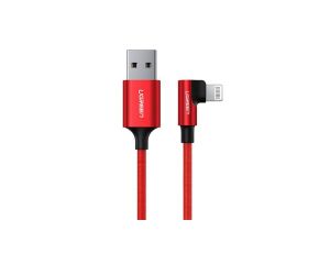 Kabel Ugreen US299 60555 kątowy Lightning / USB-A MFi 2.4A 1m - czerwony