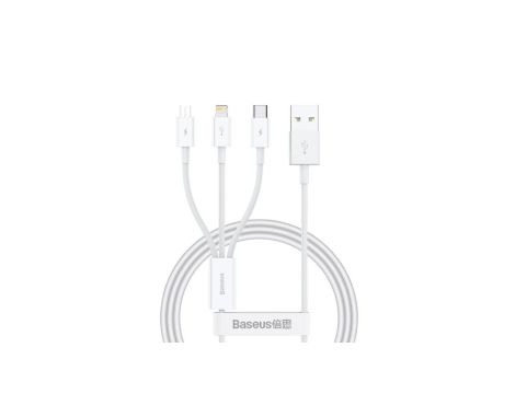 Kabel Baseus Superior Series USB-A - USB-C / Lightning / micro USB 3.5A 0.5m - biały