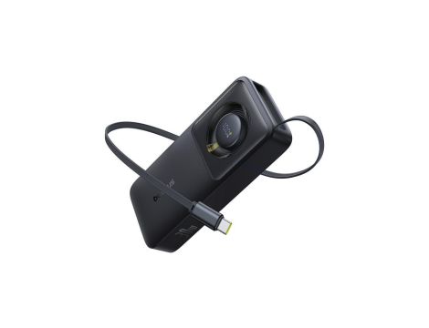 Powerbank Baseus Free2Pull 10000mAh 30W z portem USB-C i rozwijanym kablem USB-C - czarny