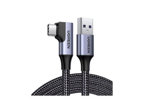 Kabel kątowy Ugreen US385 USB-A / USB-C 90 5Gb/s 3A 1m - czarny