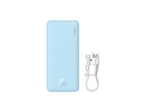 Powerbank Baseus Airpow 20W 20000mAh z białym kablem Baseus Simple Series USB-A - USB-C 50cm - niebi