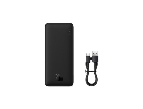 Powerbank Baseus Airpow 20W 10000mAh z kablem Baseus Simple Series USB-A - USB-C 30 cm - czarny