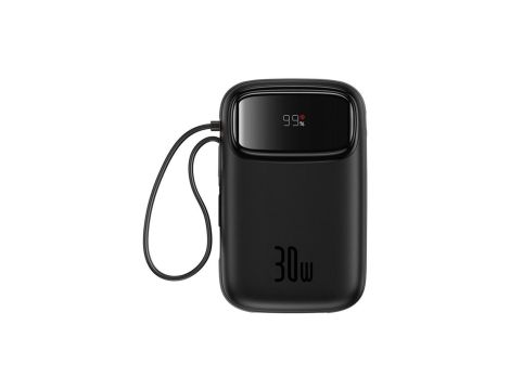 Powerbank Baseus QPow 2 30W 10000mAh z wbudowanymi kablami USB-C - czarny