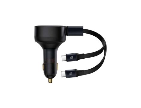 Ładowarka samochodowa 2w1 33W 2x USB C (męskie) Baseus Enjoyment - czarna