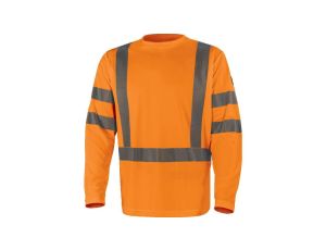 T-shirt ostrzegawczy z długimi rękawami z poliestru, kl. 3, kolor Pomarańczowy Fluo, rozmiar: S, COSMOORPT