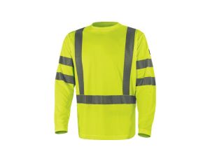 T-shirt ostrzegawczy z długimi rękawami z poliestru, kl. 3, kolor Żółty Fluo, rozmiar: 4XL, COSMOJA4X