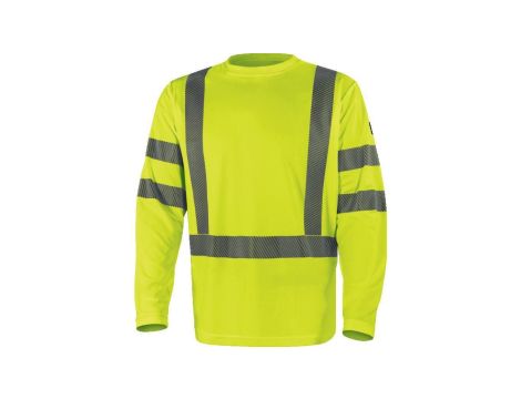 T-shirt ostrzegawczy z długimi rękawami z poliestru, kl. 3, kolor Żółty Fluo, rozmiar: XL, COSMOJAXG