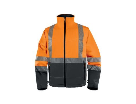 Kurtka ostrzegawcza Softshell z poliestru Stretch, kl.2, kolor ​Pomarańczowy fluo-szary, rozmiar: 3XL, FASTOR3X