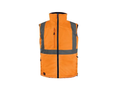 Kamizelka ocieplana, ostrzegawcza, dwustronna z poliestru Oxford, Pomarańczowy fluo-granatowy, rozmiar: 3XL, FIDJ3HVOR3X