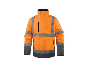 Kurtka ostrzegawcza, wodoodporna i oddychająca z poliestru RIPSTOP Stretch, Pomarańczowy Fluo-Szary, rozmiar: 3XL, TRACKOR3X