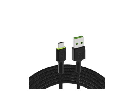 KABEL USB-A - USB-C Green Cell RAY 200cm ZIELONY LED QUICK CHARGE 3.0 KABGC13