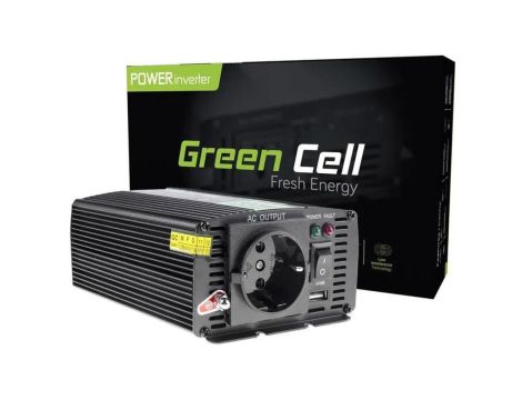 PRZETWORNICA NAPIĘCIA Green Cell 24V / 230V 300W/600W MODYFIKOWANA SINUSOIDA