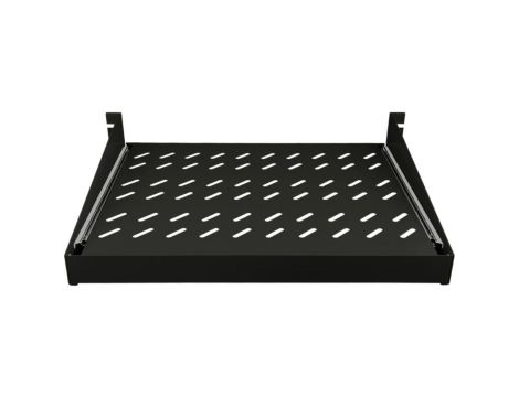 Półka wysuwana 19 2U głęb. 350mm, kolor czarny, 4 punkty mocowania