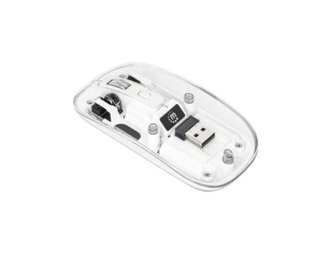 Myszka bezprzewodowa 2.4GHz RF USB 1600dpi przezroczysta, biała 190275