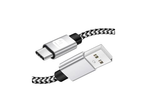 Kabel USB 2.0 USB-A na USB-C 3A czarno-szary oplot ICOC MU2AC-020-AL /2 m/