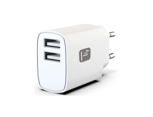 Sieciowa ładowarka 2x usb-a 5v 2.4a 12w max. biała IPW-USB-12W2A