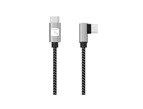 Kabel USB 2.0 USB-C na USB-C kątowy m/m 3A w oplocie ICOC MU2CC9-010-AL /1 m/