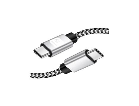 Kabel USB 2.0 USB-C na USB-C m/m 3A czarno-szary oplot ICOC MU2CC-005-AL /0,5 m/