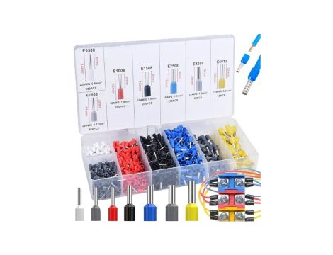 Kompleksowy zestaw tulejek końcówek izolowanych 1200szt 0,5-6mm2 w pudełku