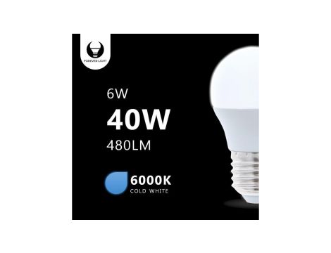Żarówka LED E27 G45 6W 230V 6000K 480lm Forever Light RTV003658