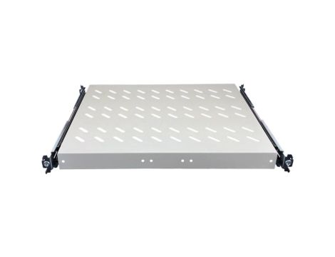 Półka wysuwana 19 1U głęb. 570mm, kolor szary, 4 punkty mocowania