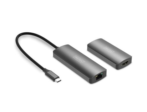 Przedłużacz/Extender USB-C - HDMI 30m po skrętce Cat.6 4K120Hz HDCP 2.3 (zestaw) DS-55343