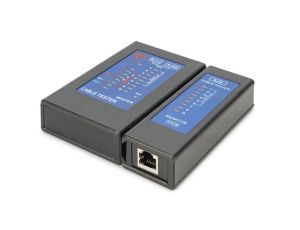 Tester kabli sieciowych i komunikacyjnych LED, kat.5e-kat.6A, (RJ45, RJ12, RJ11), Auto-Scan z PoE DN-14001-2