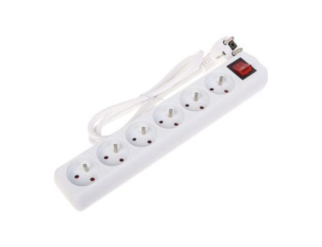 Przedłużacz 6-gniazd PR-1.5M-6G-SW/W 1.3m