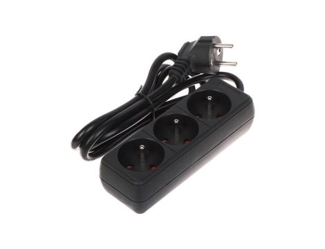 Przedłużacz 3-gniazda PR-1.5M-3G/B 1.3m czarny