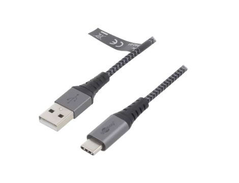 USB-C/A-TXT/2.0 Kabel USB 2.0 USB A wtyk, USB C wtyk 2m 480Mbps tekstylny