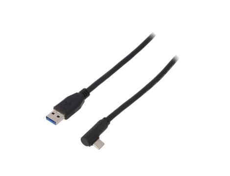 USB.C-F90/AM-20 Kabel USB 3.0 USB A wtyk, USB C wtyk kątowy 2m czarny Żyła: Cu