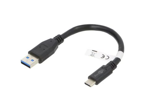 TCAB-250 Kabel USB 3.0 USB A wtyk, USB C wtyk 0,15m czarny