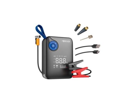 Urządzenie rozruchowe Forever Jump Starter 600A / Pompka 150PSI / Latarka LED / Power bank - Czarno/Niebieski