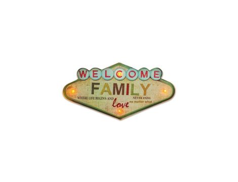Kinkiet METAL RETRO LED Welcome Family Forever Light