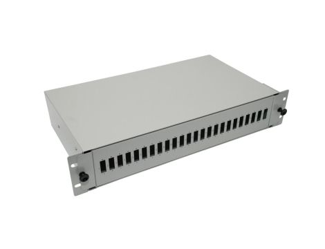 Przełącznica światłowodowa 2U/19, 24xSC Duplex, wysuwana na rolkach, szara