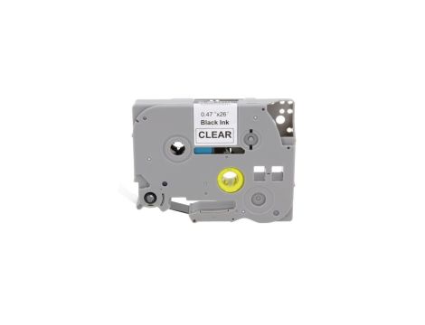 Taśma Tze-131 do drukarki Brother 12mm 8m przeźroczysta taśma czarny nadruk