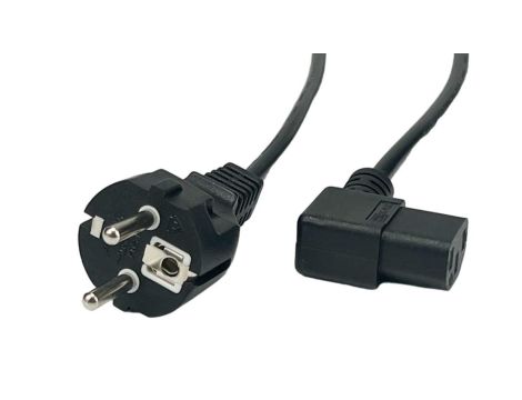 Przewód zasilający CEE7 IEC C13 L kątowy - POSAC-C13L-EU12 czarny 1,2m