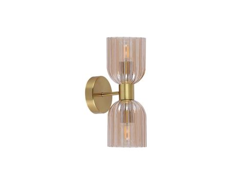 Elegancki kinkiet z nowoczesnymi ozdobnymi kloszami Piega złoto bursztynowy LP-939/2W amber Light Prestige