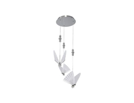 Elegancka lampa z trzema wiszącymi chromowanymi motylami LED CCT LP-1715/3P CH Light Prestige