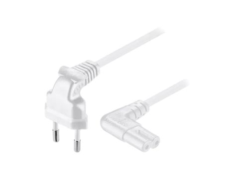 SN15-02/07/020W Kabel CEE 7/16 (C) wtyk kątowy, IEC C7 żeński kątowy PVC 2m