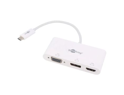 USB.C-ADAP-16 Adapter DisplayPort 1.2, HDMI 1.4, USB 3.0 0,15m biały biały