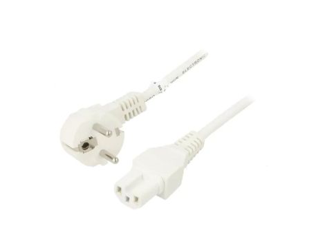 SN327-3/07/2WH Kabel CEE 7/7 (E/F) wtyk kątowy, IEC C15 żeński PVC 2m biały