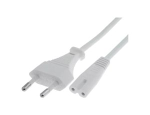 CABLE-704-3.0WH Kabel 2x0,75mm2 CEE 7/16 (C) wtyk, IEC C7 żeński PVC 3m biały