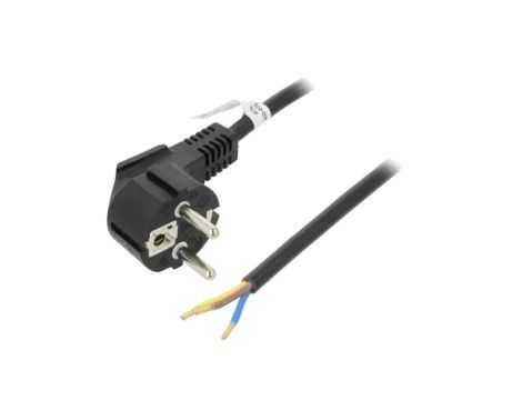 S4-3/07/1.5BK Kabel CEE 7/7 (E/F) wtyk kątowy, przewody PVC 1,5m czarny 10A