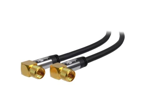 SAT-90-F/F-0200-BK Kabel 2m F wtyk kątowy, z obu stron PVC ekranowane złącza