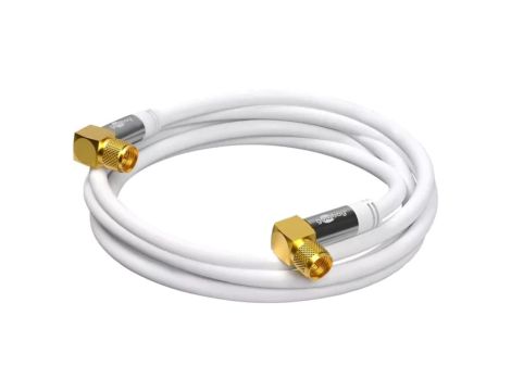 SAT-90-F/F-0300-WH Kabel 3m F wtyk kątowy, z obu stron PVC ekranowane złącza