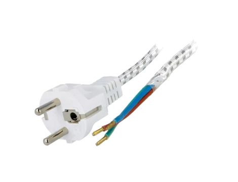 S39-3/07/3BW Kabel 3x0,75mm2 CEE 7/7 (E/F) wtyk, przewody tekstylny 3m