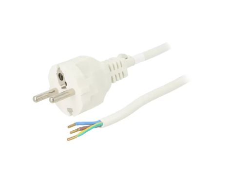 S5-3/07/1.5WH Kabel CEE 7/7 (E/F) wtyk, przewody PVC 1,5m biały 16A 250V
