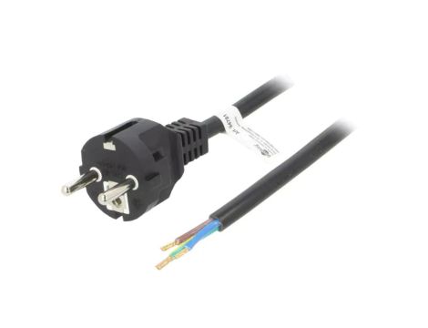 S5-3/07/2BK Kabel CEE 7/7 (E/F) wtyk, przewody PVC 2m czarny 16A 250V