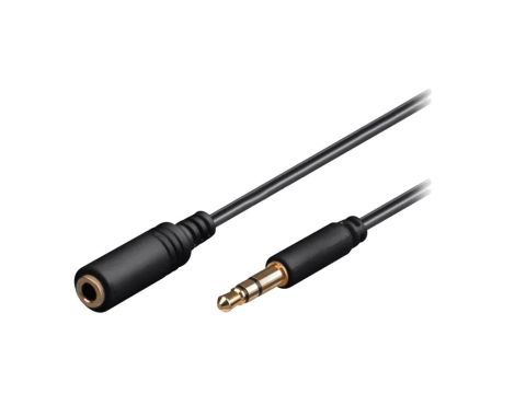 AVK-184-500BK Kabel Jack 3,5mm 3pin gniazdo,Jack 3,5mm 3pin wtyk 5m czarny